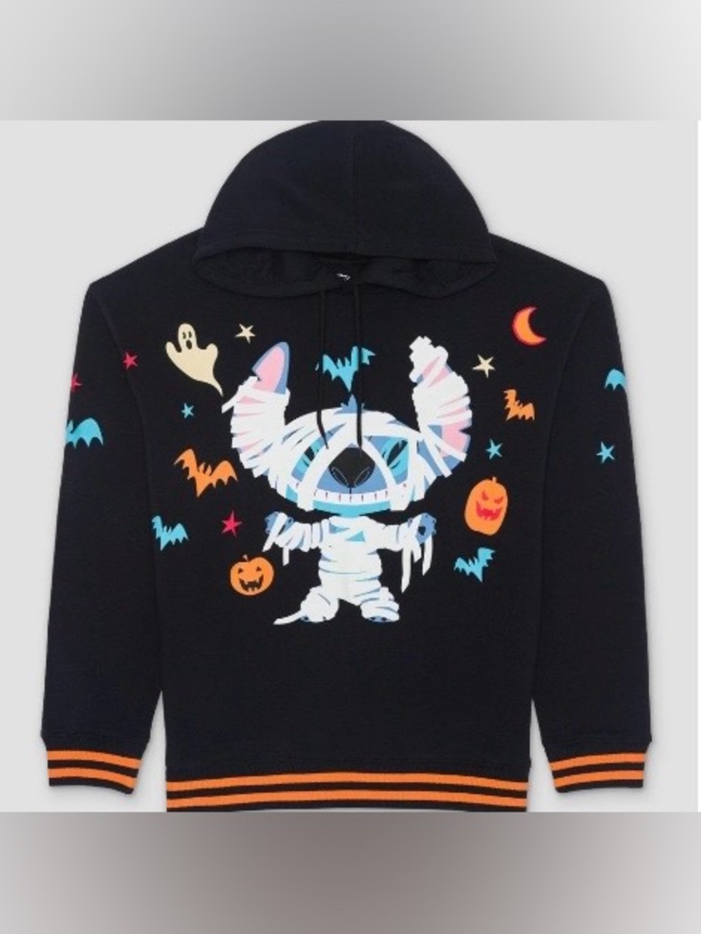 Disney Mummy Stitch Hooded Glow n Dark Halloween Sweatshirt, Black, Size XS, NWT